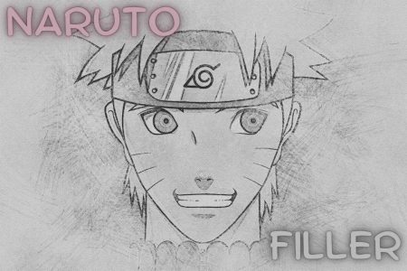 Naruto Filler Naruto Uzumaki aus Naruto Shippuden mit dem Schriftzug Naruto Filler Folgen zeichnung