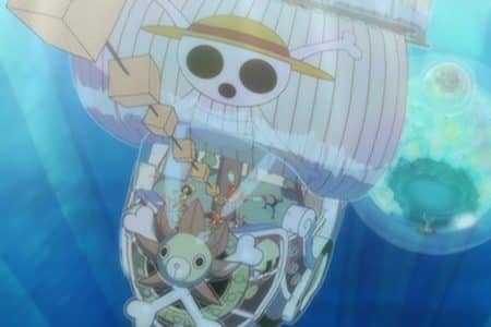 Fan-Theorien 2024 zu One Piece Sunny taucht ab zur Fischmenscheninsel mit der Strohhutbande an Board