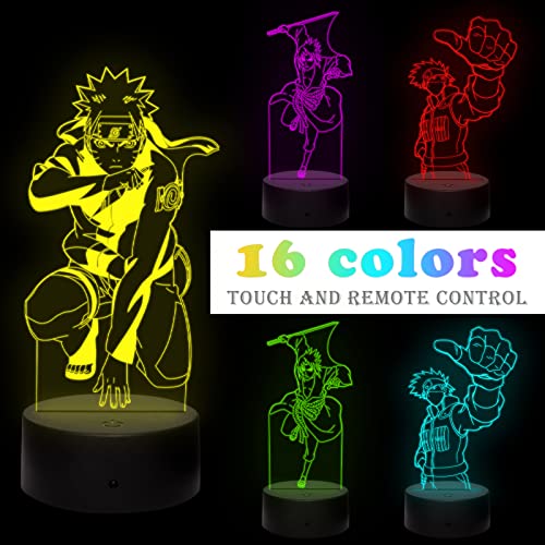 NARUTO farbige Anime-3D-Nachtlampe mit RGB-Acryl-LED-Leuchten