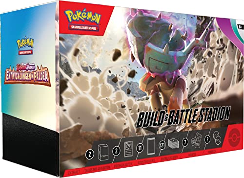 Pokémon: Build & Battle Stadion Karmesin & Purpur – Entwicklungen in Paldea (2 Decks, 11 Boosterpacks & mehr)
