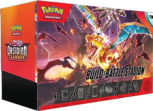 Pokémon-Sammelkartenspiel: Build & Battle Stadion Karmesin & Purpur – Obsidianflammen (40-Karten Decks, 11 Boosterpacks & mehr)