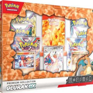 Pokémon-Sammelkartenspiel Glurak 1 geprägte Holokarte, 2 Holokarten und 6 Boosterpacks