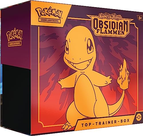 Pokémon Top-Trainer-Box Karmesin & Purpur – Obsidianflammen (9 Boosterpacks, 1 holo Vollbild-Promokarte & Premium-Zubehör) Deutsch