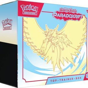 Pokémon-Sammelkartenspiel: Top-Trainer-Box Karmesin & Purpur – Donnersichel 9 Boosterpacks