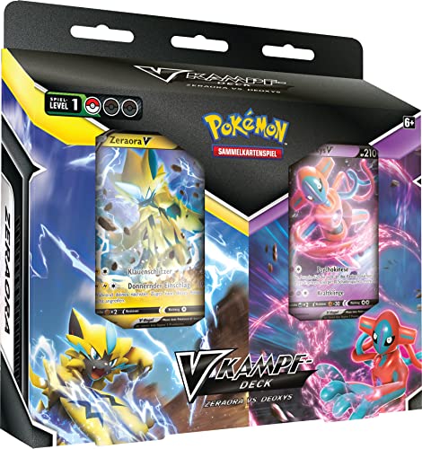 Pokémon V-Kampfdeck Zeraora vs. Deoxys (2 sofort spielbare Decks mit 60 Karten & extra Karten)