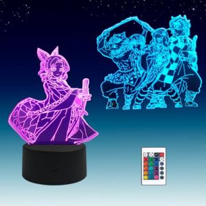 2 in 1 Demon Slayer Kamado Tanjirou, Kochou Shinobu 3D Illusions LED Anime Lampe