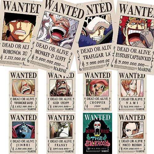 12 Stück One Piece Poster 7,8 x 11,2 Zoll New Bounty Wanted Edition