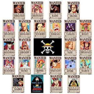 25PCS Anime One Piece Wanted Poster 28,5 x 19,5 cm