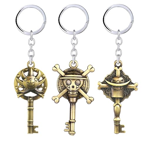 3 x Schlüsselanhänger mit Luffy Strohhut