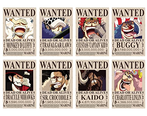 One Piece Poster Wanted Set 8pcs